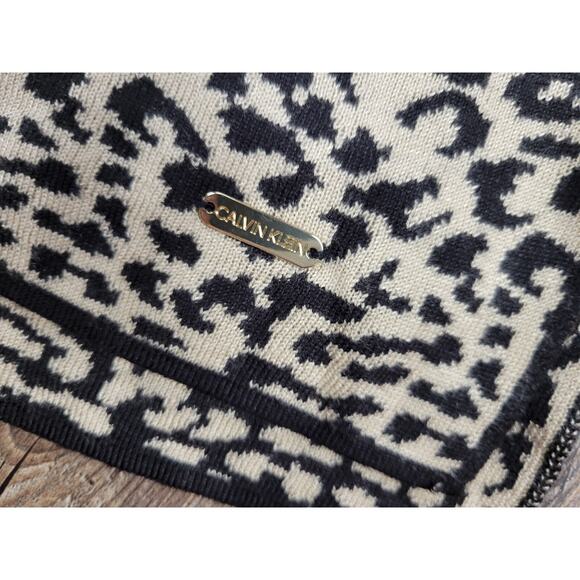 Calvin Klein Sweater Women Large Brown Leopard Print Cowl Neck Pullover - Picture 2 of 3